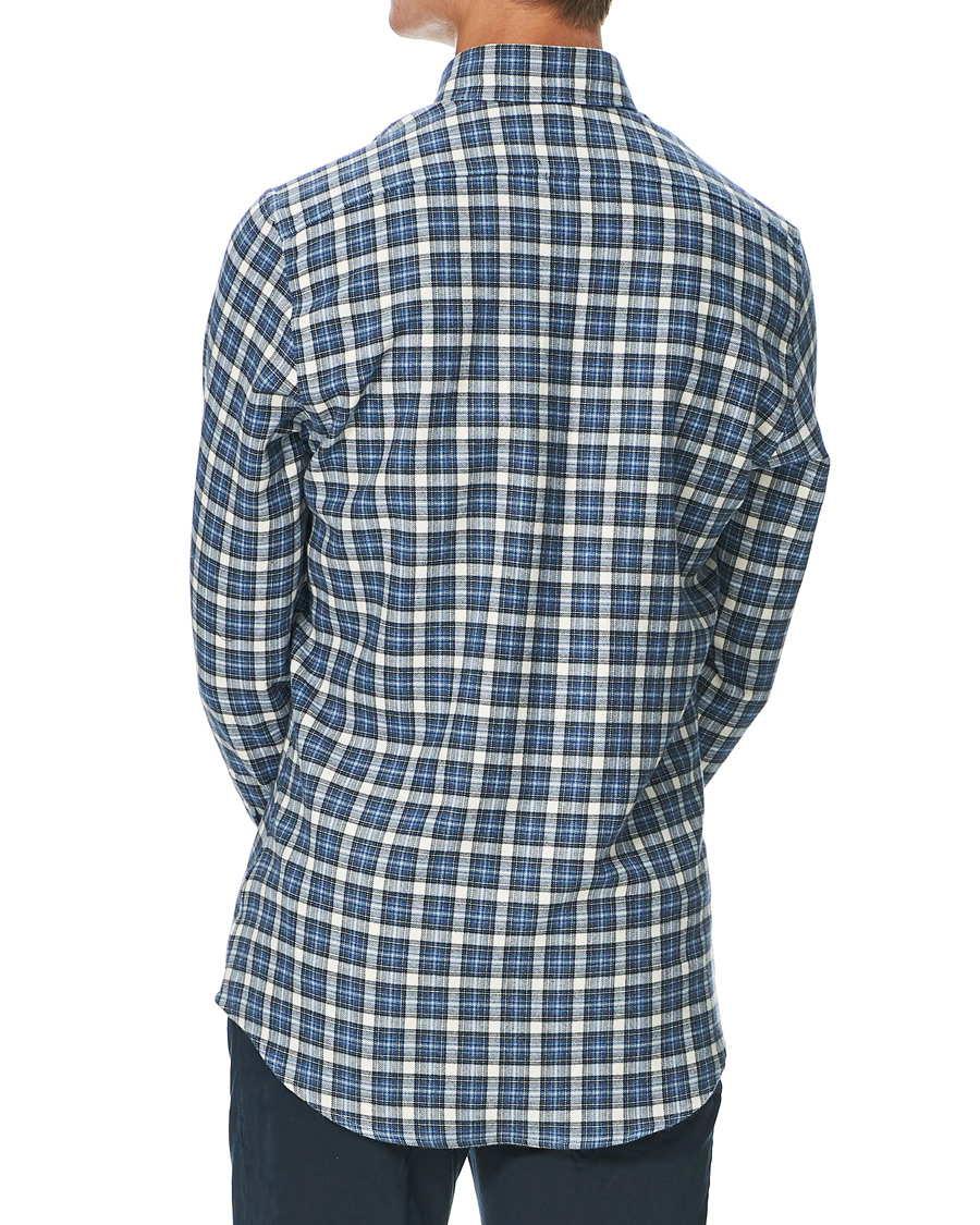 Herre | Skjorter | Stenströms | Slimline Checked Flannel Shirt Blue
