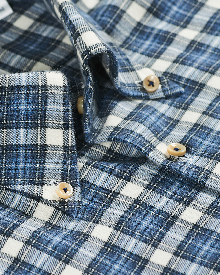 Herre | Skjorter | Stenströms | Slimline Checked Flannel Shirt Blue
