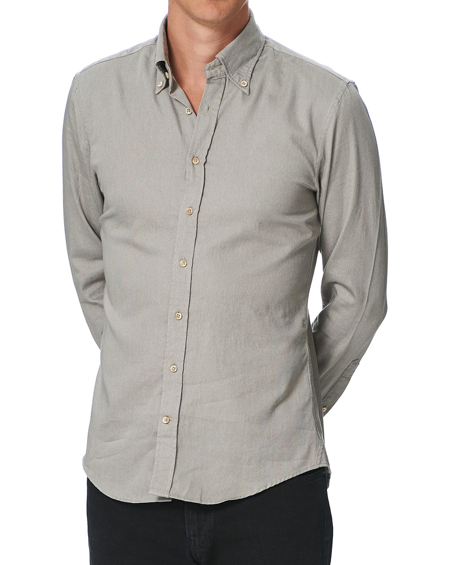 Herre | Skjorter | Stenströms | Slimline Washed Button Down Oxford Shirt Grey