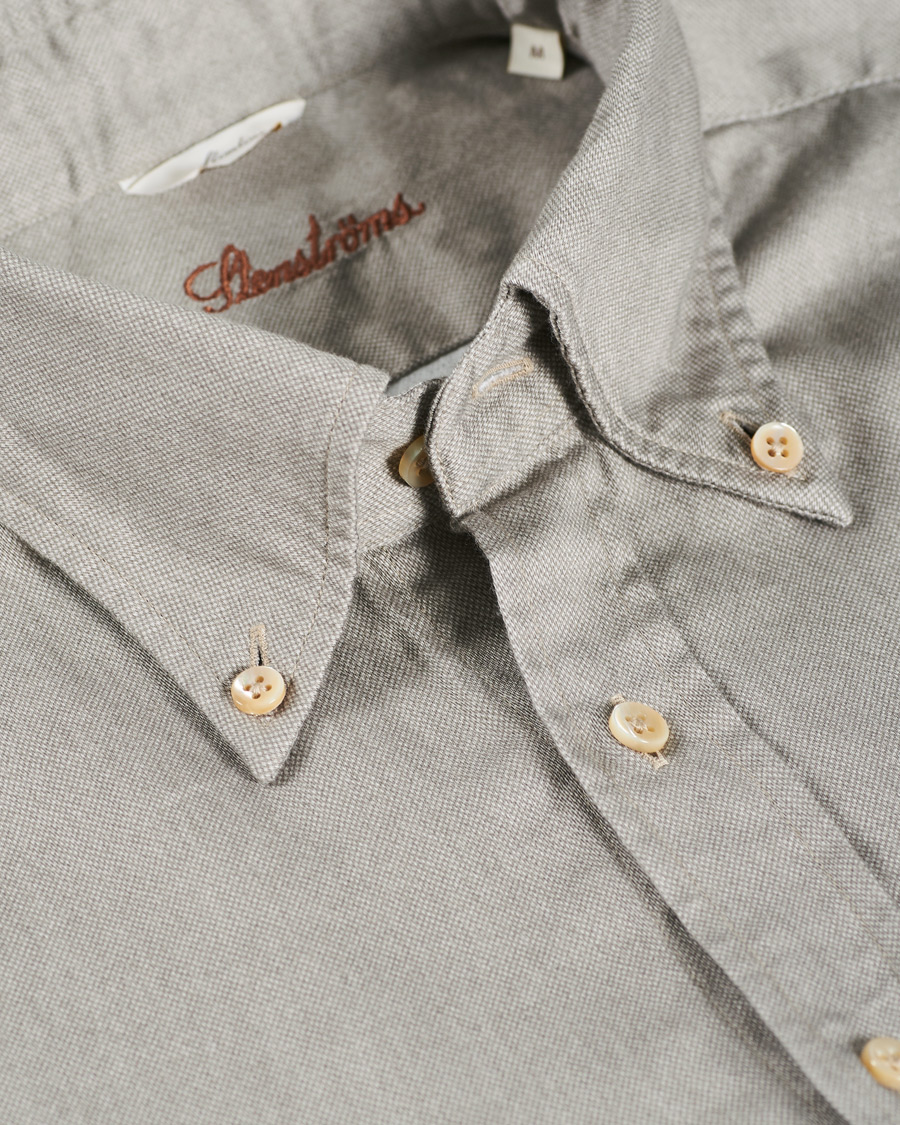 Herre | Skjorter | Stenströms | Slimline Washed Button Down Oxford Shirt Grey