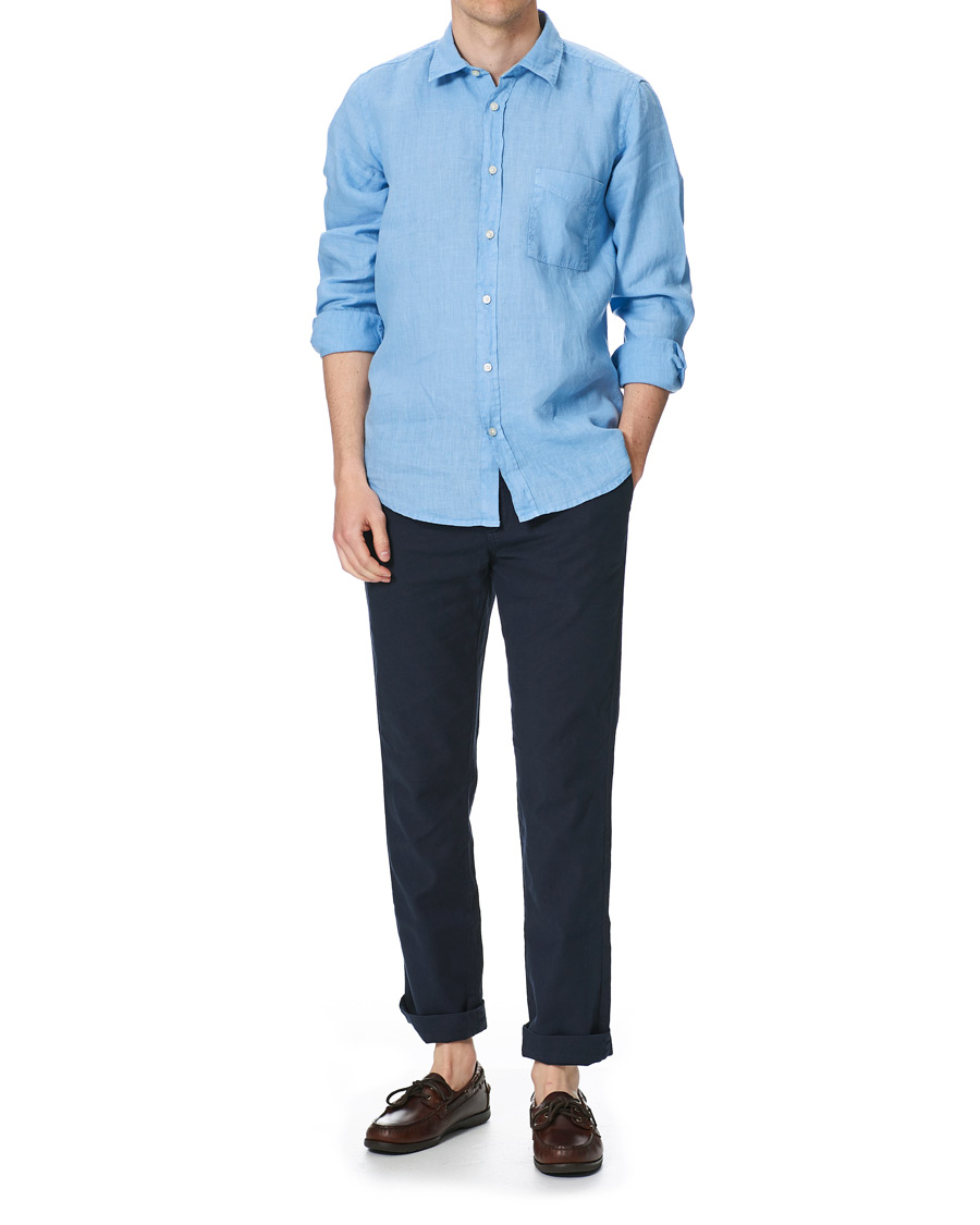 Herre | Skjorter | BOSS ORANGE | BOSS Casual Relegant Linen Shirt Open Blue