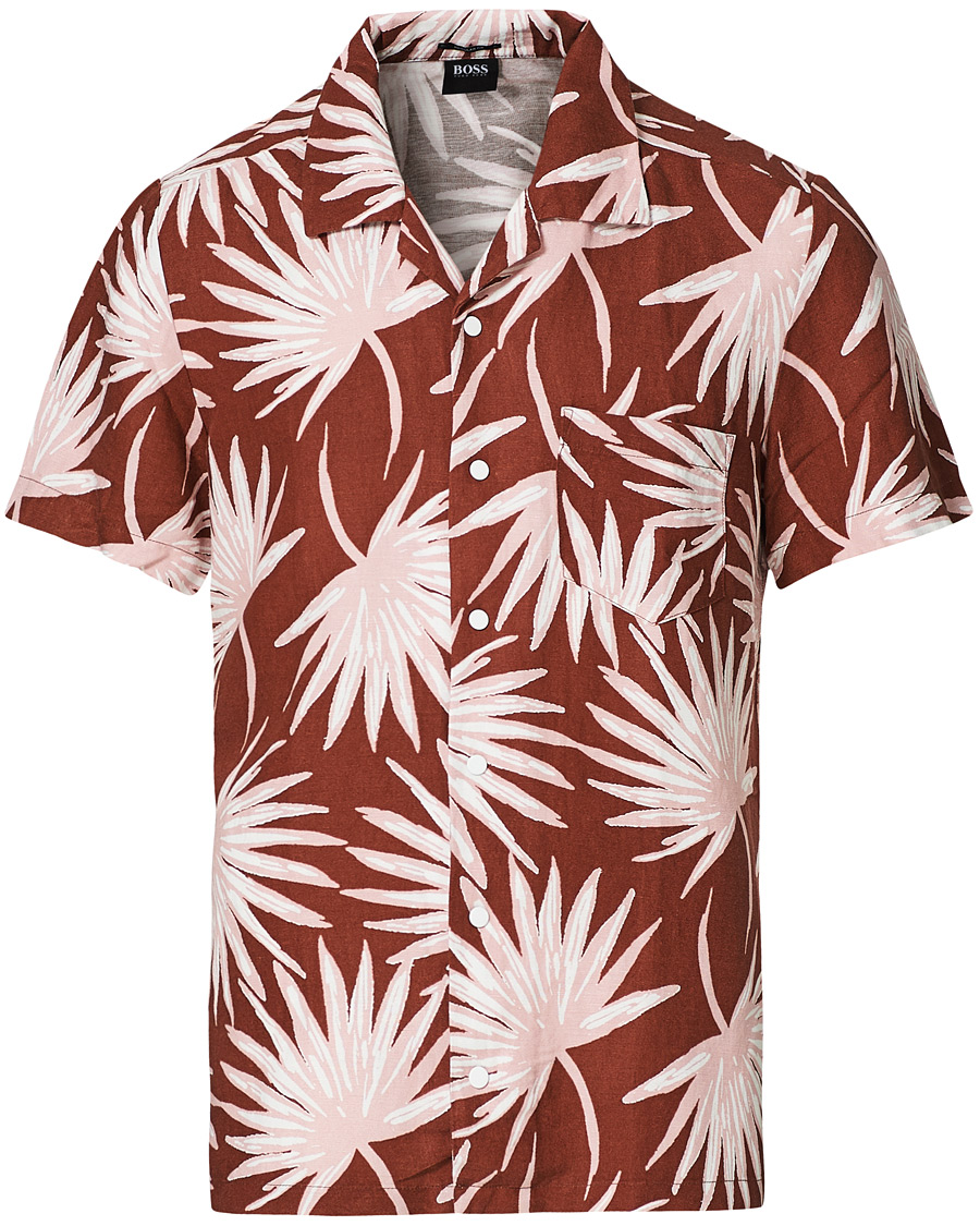 Herre | Skjorter | BOSS ORANGE | BOSS Casual Rhythm Printed Resort Collar Short Sleeve Shirt Rust