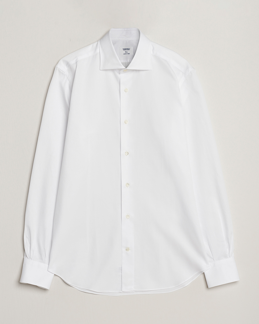 Herre |  | Mazzarelli | Soft Cotton Cut Away Shirt White