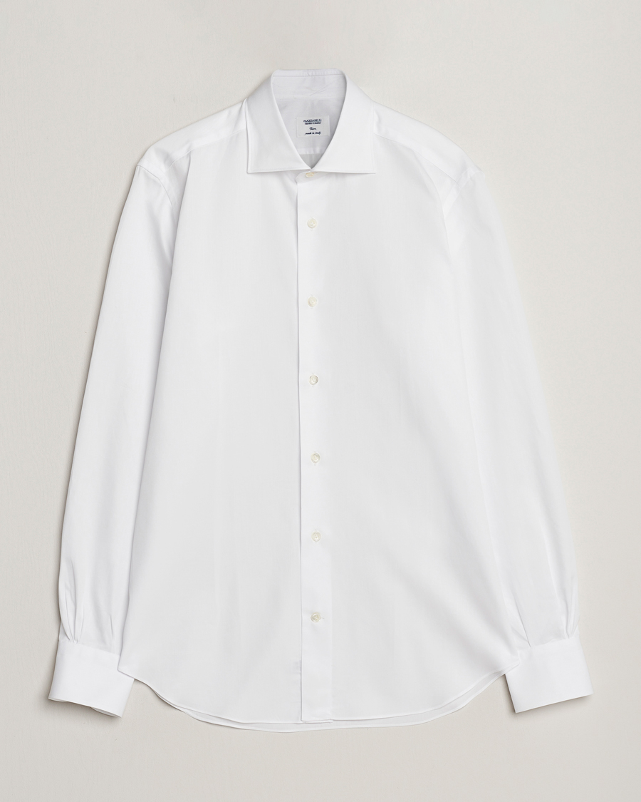 Herre | | Mazzarelli | Soft Cotton Cut Away Shirt White