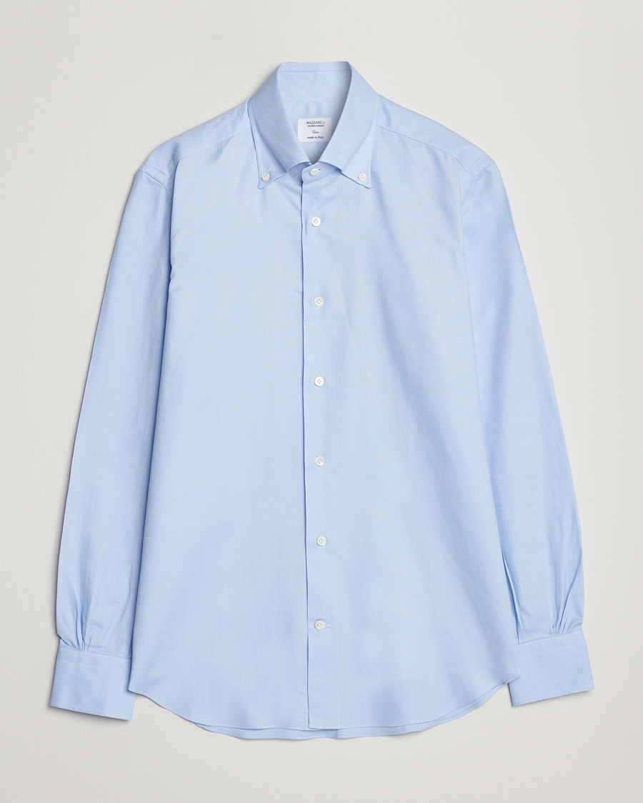 Herre | Skjorter | Mazzarelli | Soft Oxford Button Down Shirt Light Blue