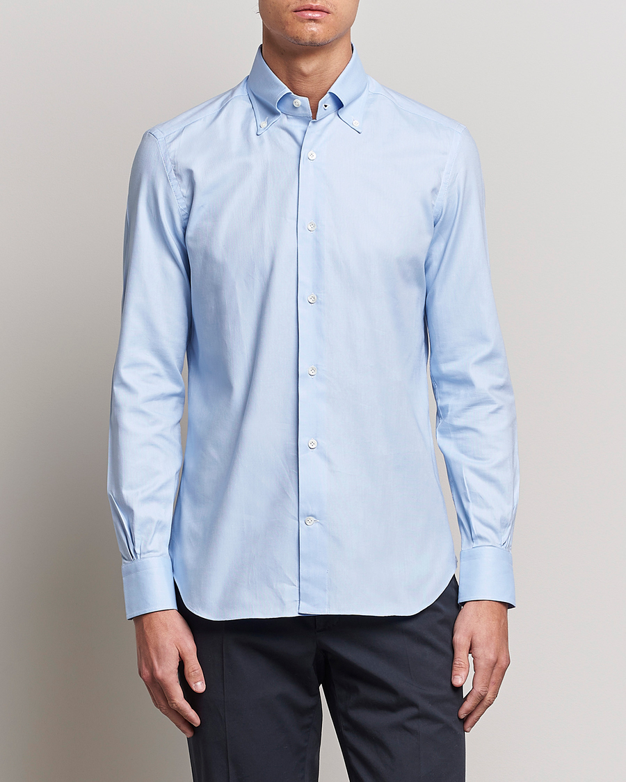 Men |  | Mazzarelli | Soft Oxford Button Down Shirt Light Blue