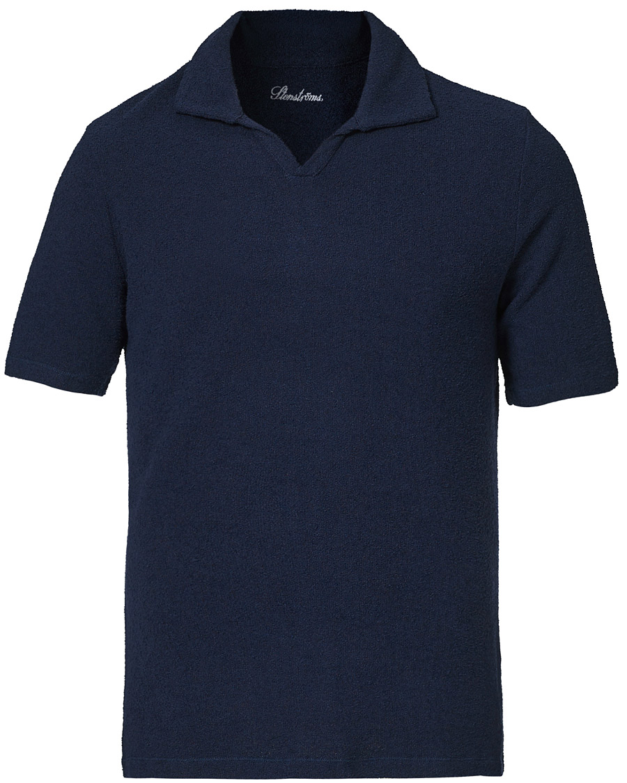 Herre | Pikéer | Stenströms | Bouclé Polo Shirt Navy