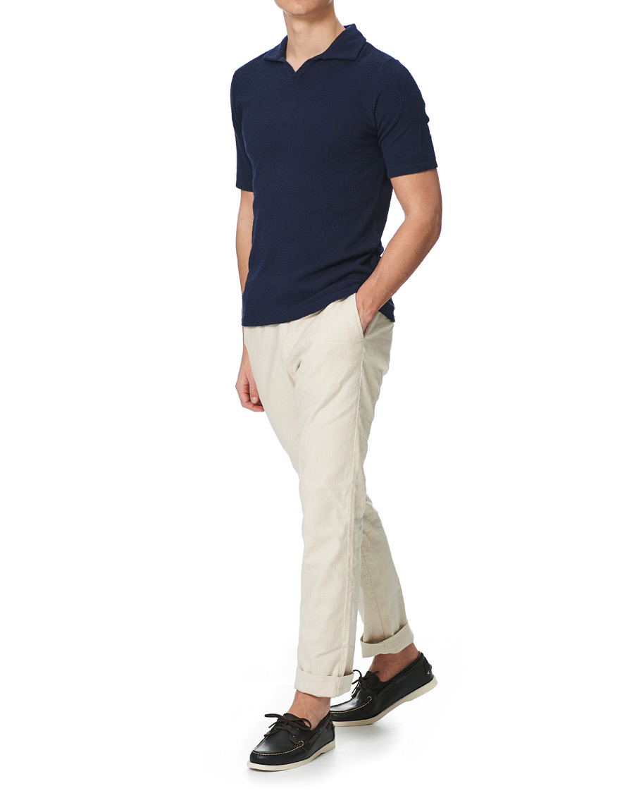 Herre | Pikéer | Stenströms | Bouclé Polo Shirt Navy