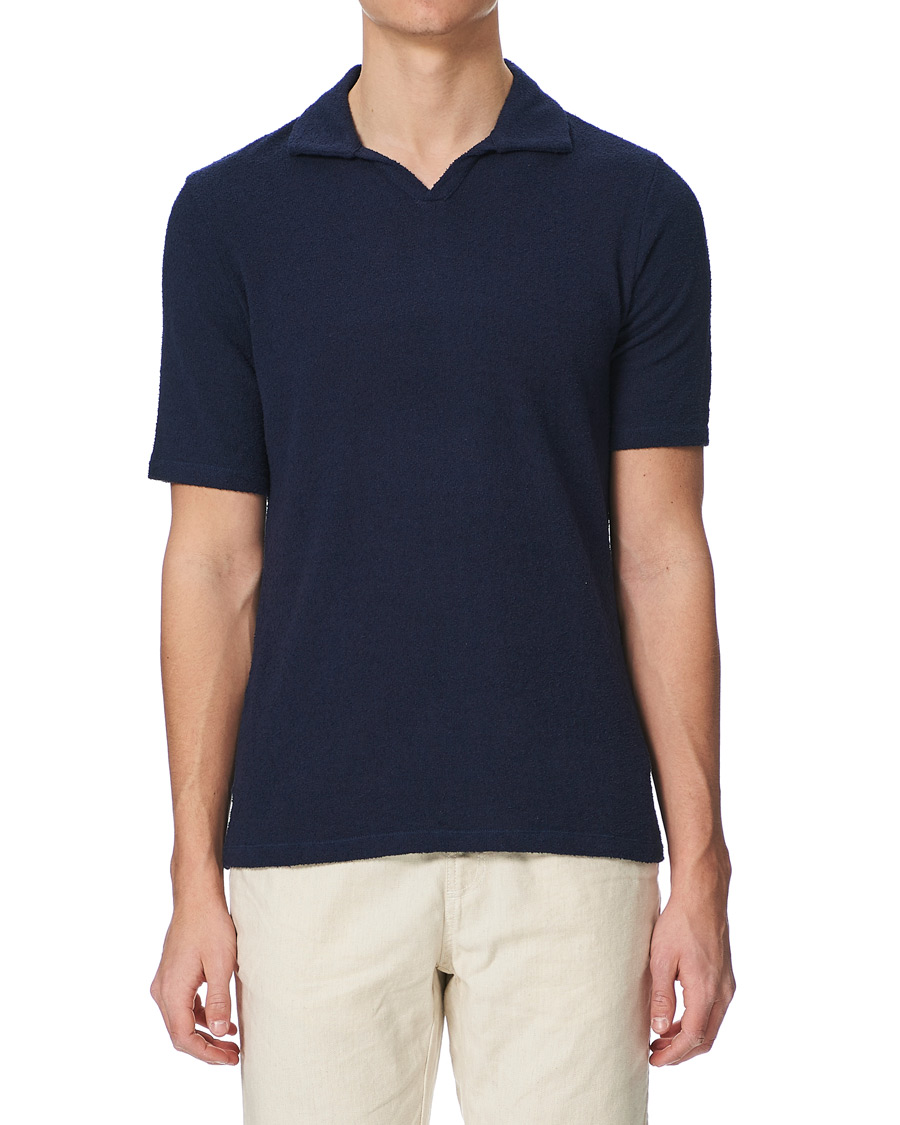 Herre | Pikéer | Stenströms | Bouclé Polo Shirt Navy