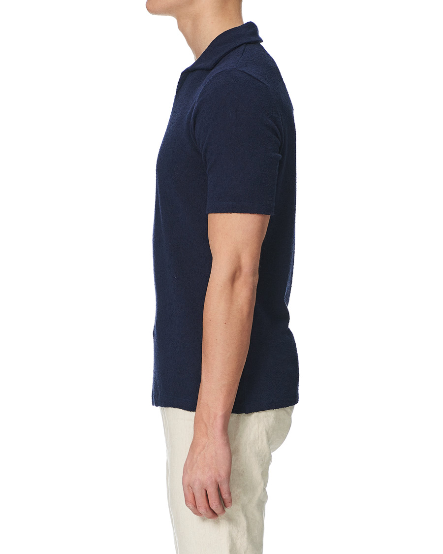 Herre | Pikéer | Stenströms | Bouclé Polo Shirt Navy