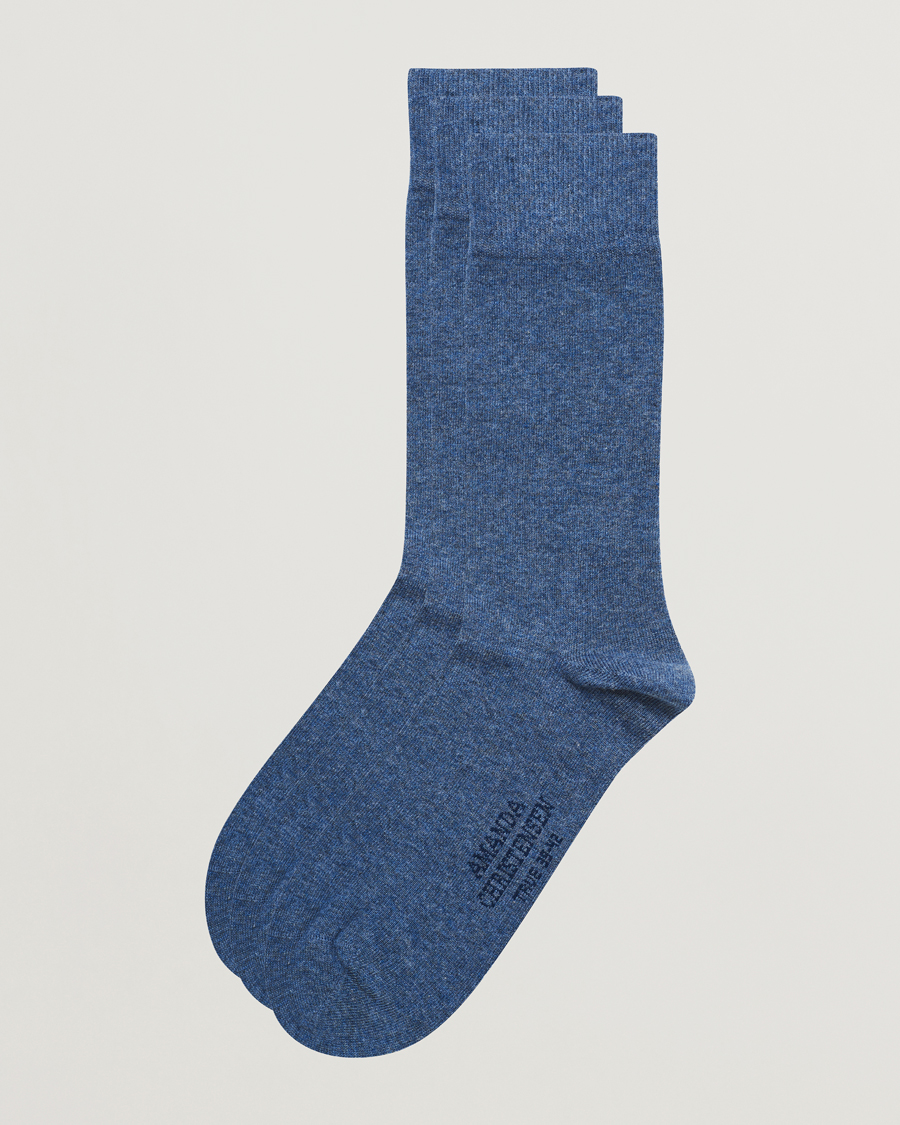 Herre |  | Amanda Christensen | 3-Pack True Cotton Socks Denim Blue