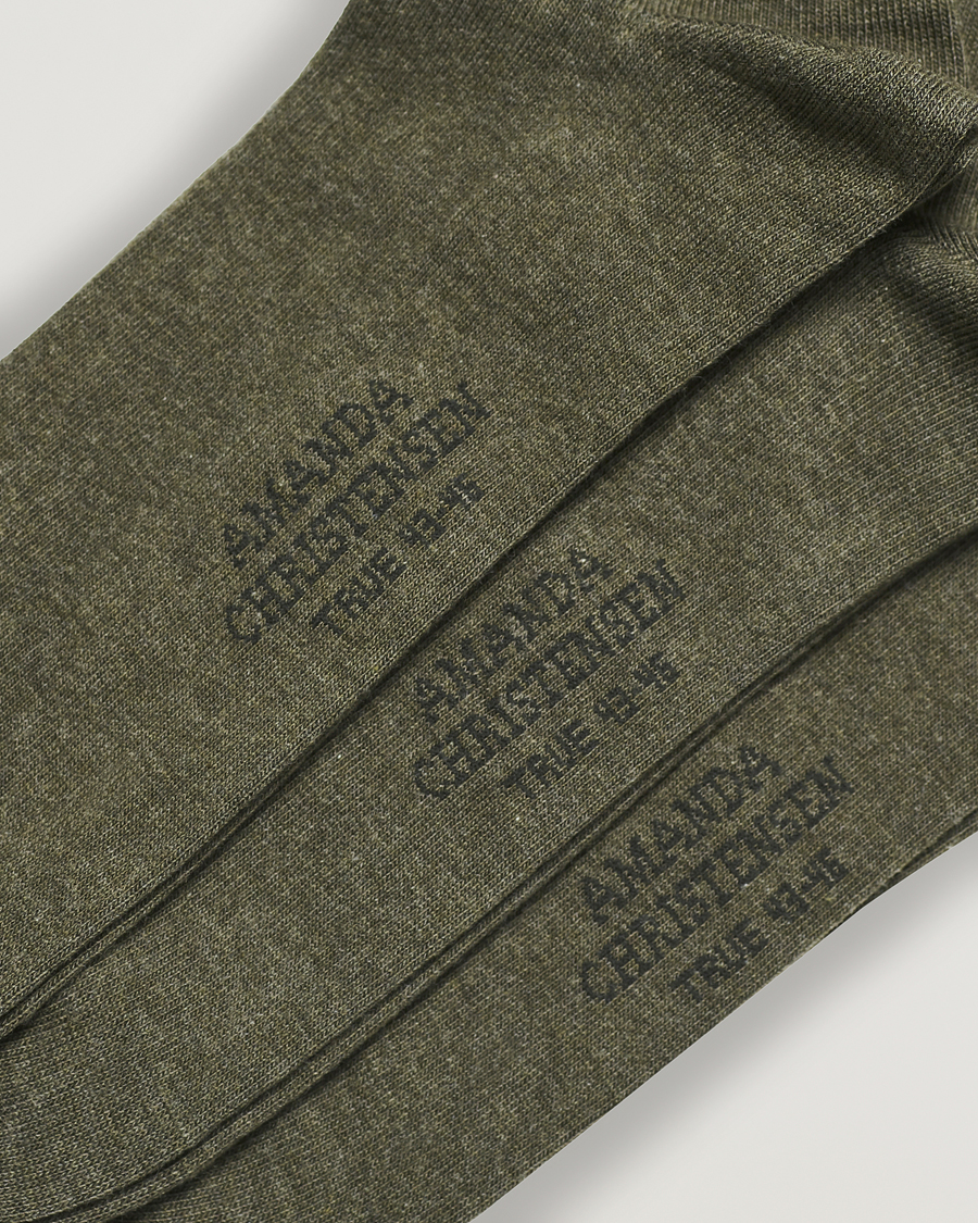 Herre | Undertøy | Amanda Christensen | 3-Pack True Cotton Socks Olive Melange