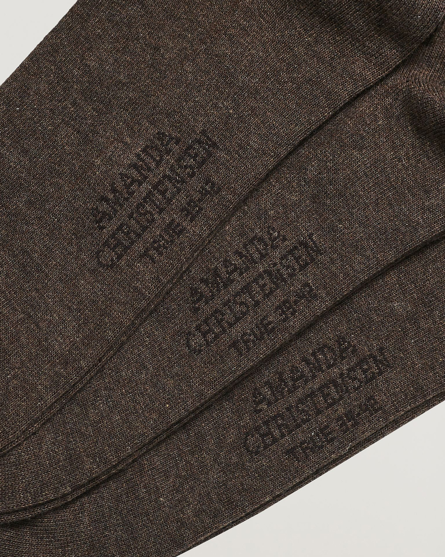 Herre | Sokker | Amanda Christensen | 3-Pack True Cotton Socks Brown Melange