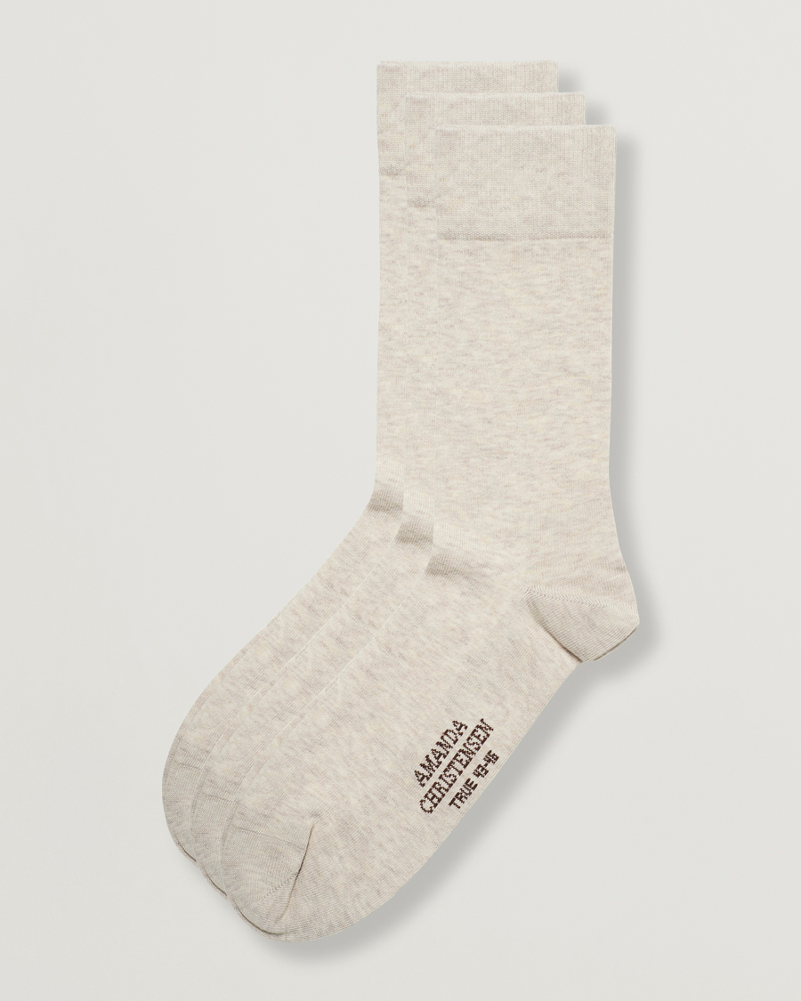 Herre | Undertøy | Amanda Christensen | 3-Pack True Cotton Socks Sand Melange