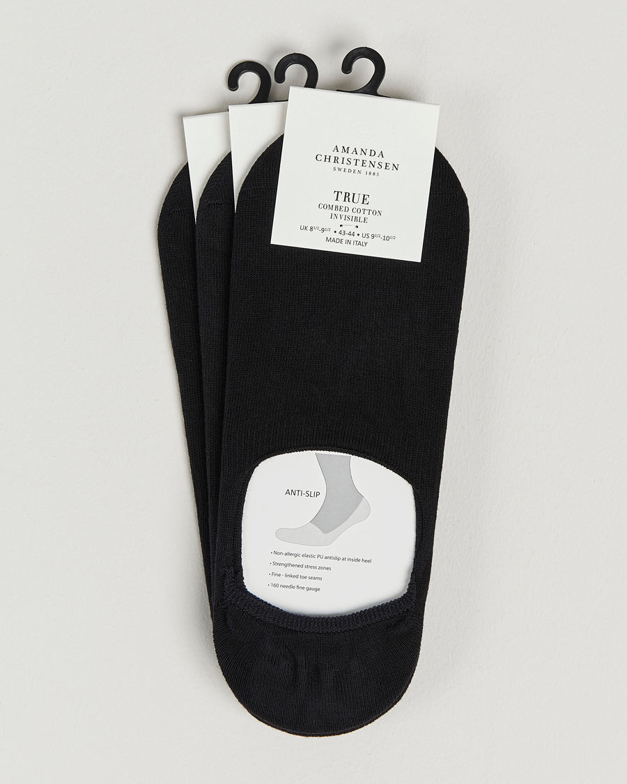 Herre |  | Amanda Christensen | 3-Pack True Cotton Invisible Socks Black