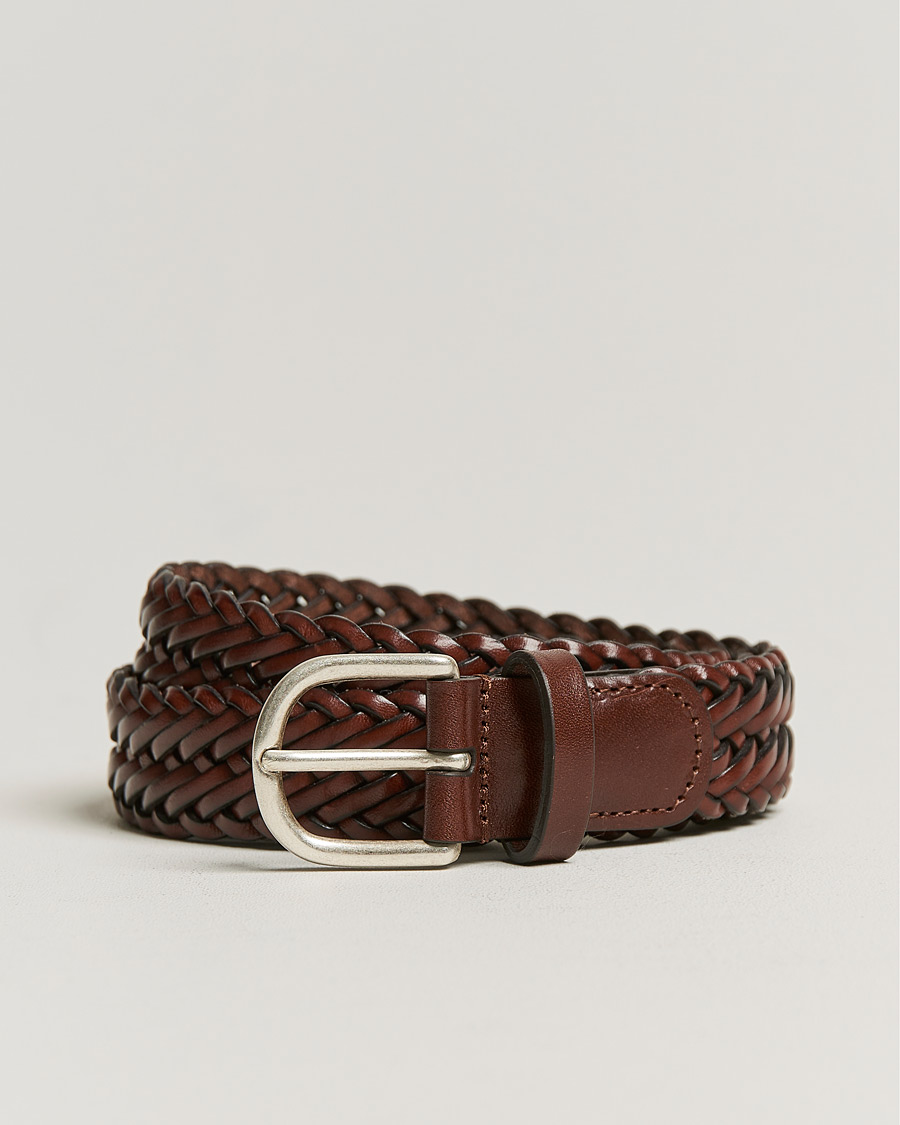 Herre | Anderson's Woven Leather Belt 3 cm Cognac | Anderson's | Woven Leather Belt 3 cm Cognac