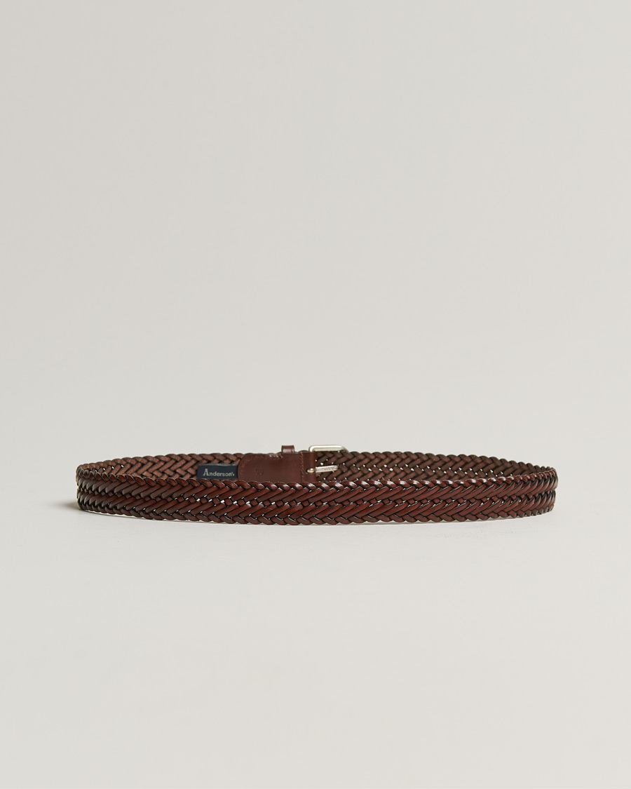 Herre | Flettede belter | Anderson's | Woven Leather Belt 3 cm Cognac
