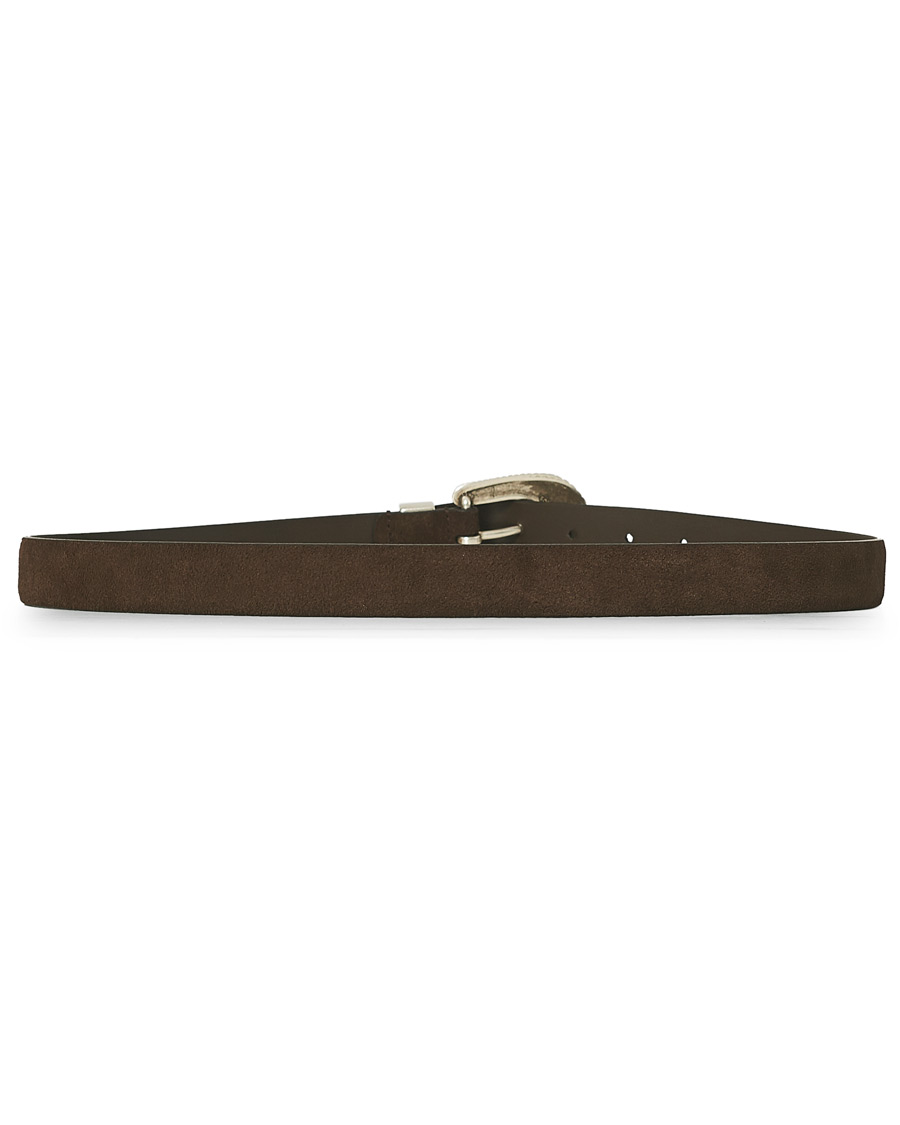 Herre | Anderson's Calf Suede 2,5 cm Buckle Belt Dark Brown | Anderson's | Calf Suede 2,5 cm Buckle Belt Dark Brown