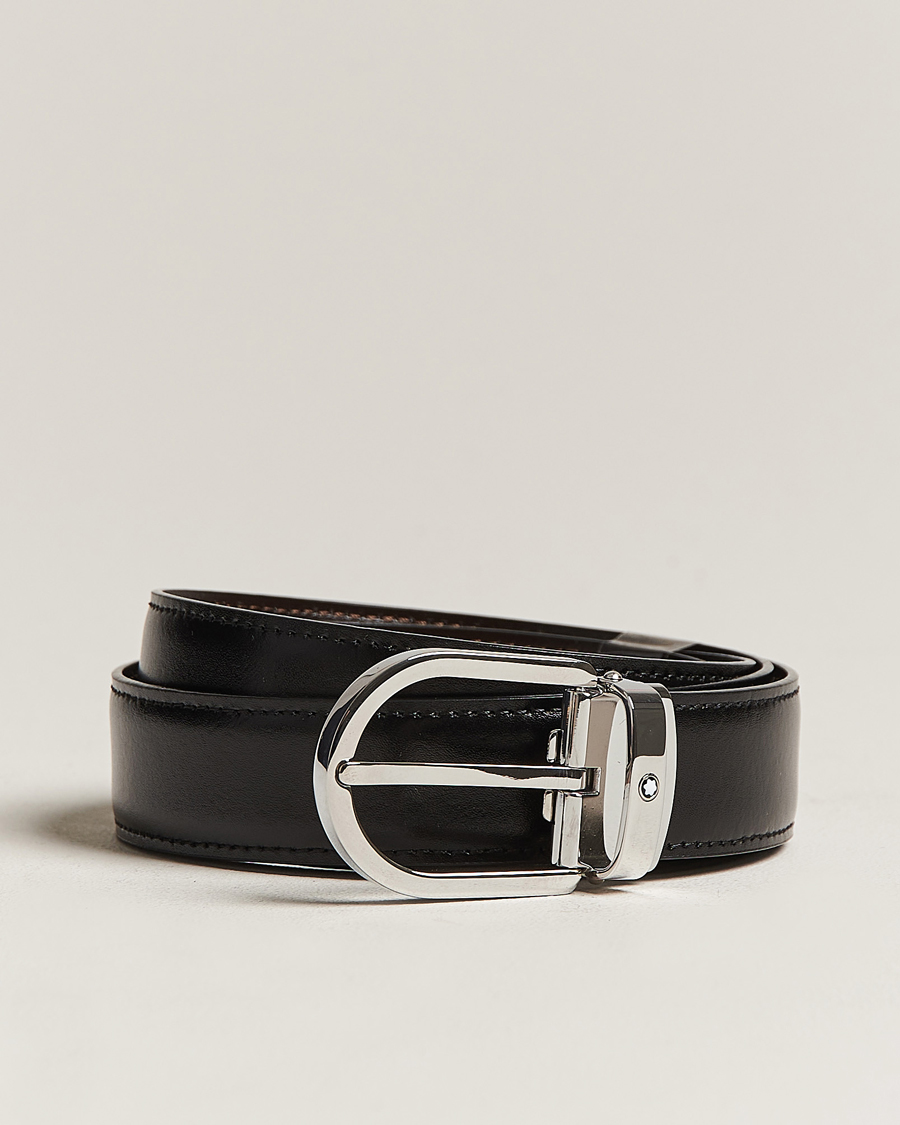 Herre | Belter | Montblanc | Reversible Horseshoe Buckle 30mm Belt Black/Brown