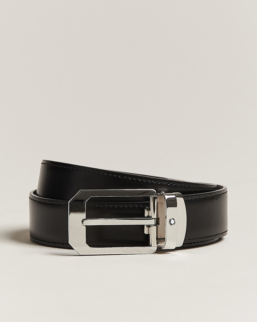 Herre | Belter | Montblanc | Reversible Rectangular Buckle 30mm Belt Black/Brown