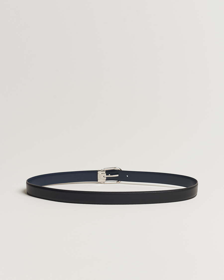 Herr | Accessoarer | Montblanc | Reversible Horseshoe Leather Belt 30mm Blue/Black Grain