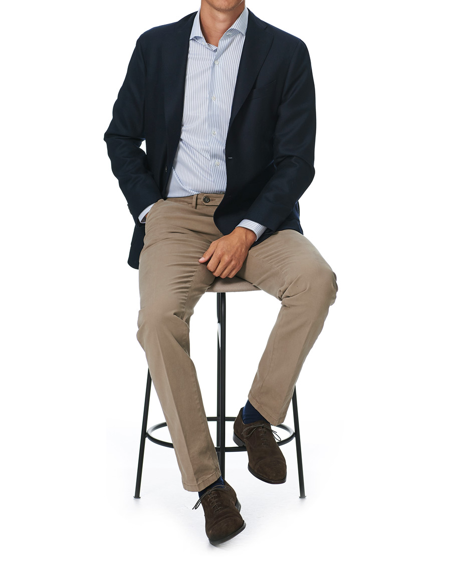 Herre | Skjorter | Finamore Napoli | Milano Slm Fit Striped Poplin Shirt White/Blue