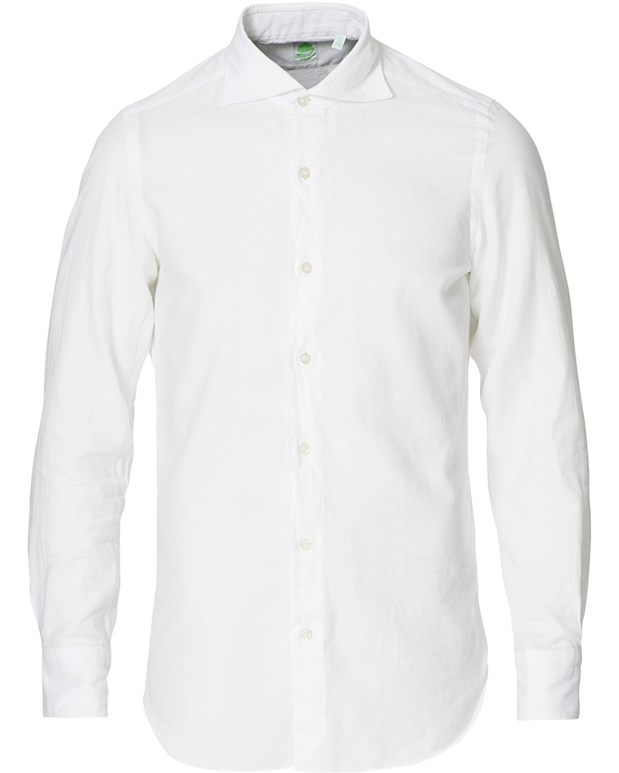 Herre | Skjorter | Finamore Napoli | Tokyo Slim Fit Flannel Shirt White