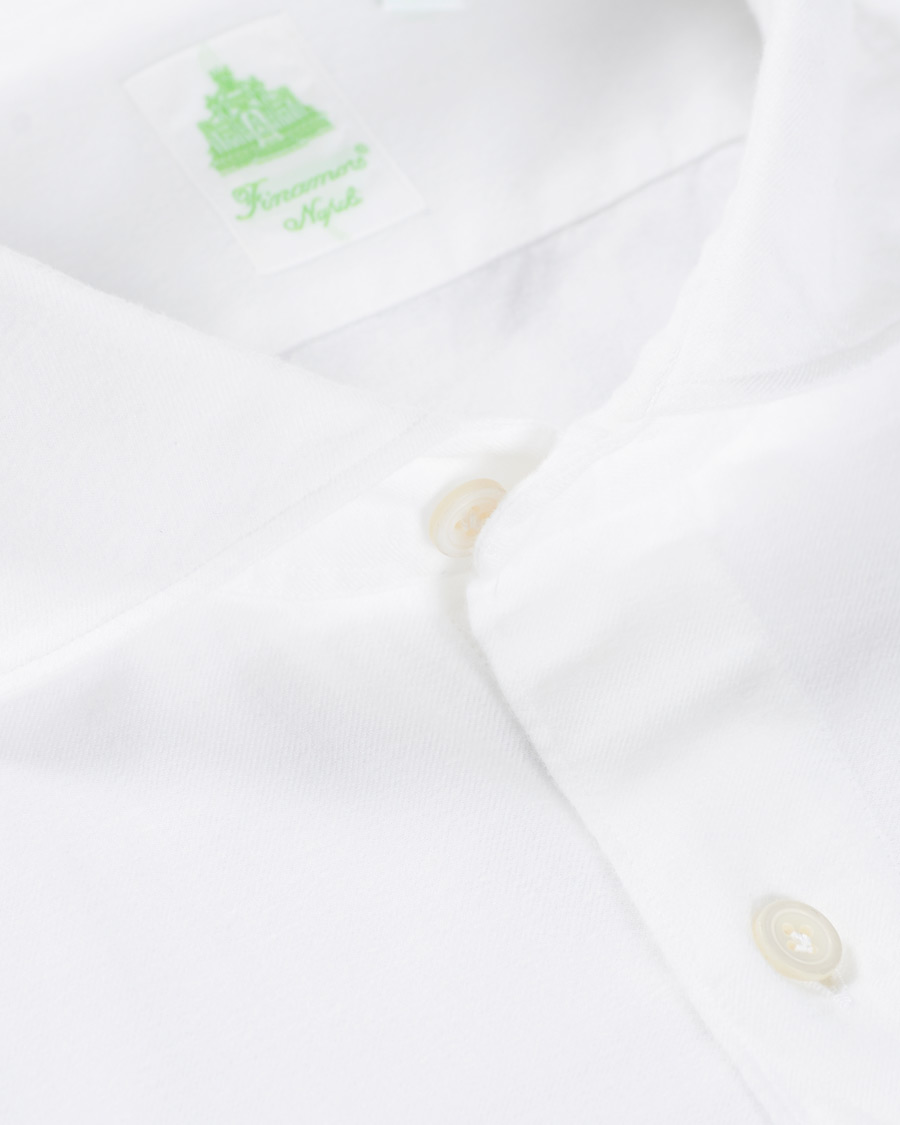 Herre | Skjorter | Finamore Napoli | Tokyo Slim Fit Flannel Shirt White