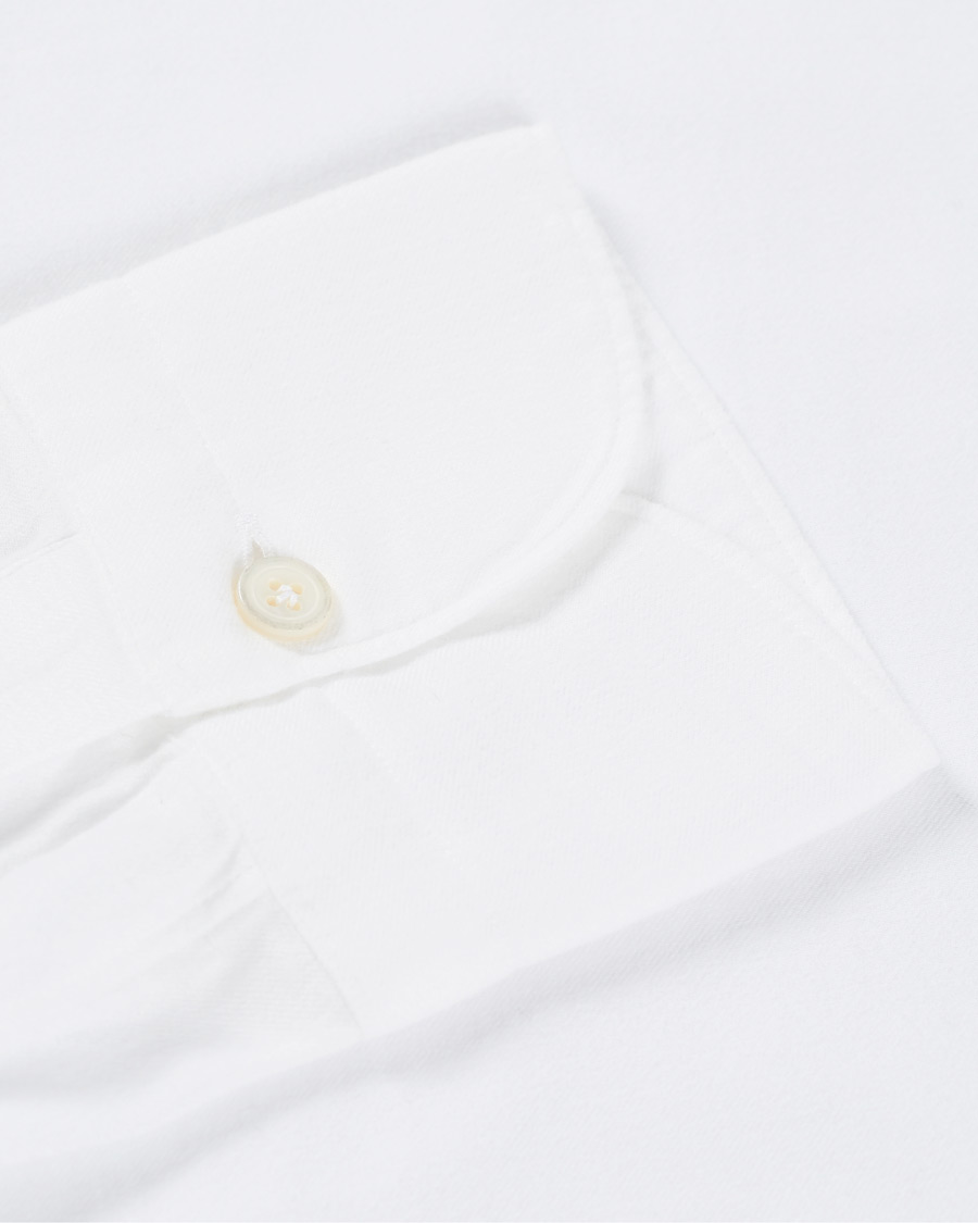Herre | Skjorter | Finamore Napoli | Tokyo Slim Fit Flannel Shirt White