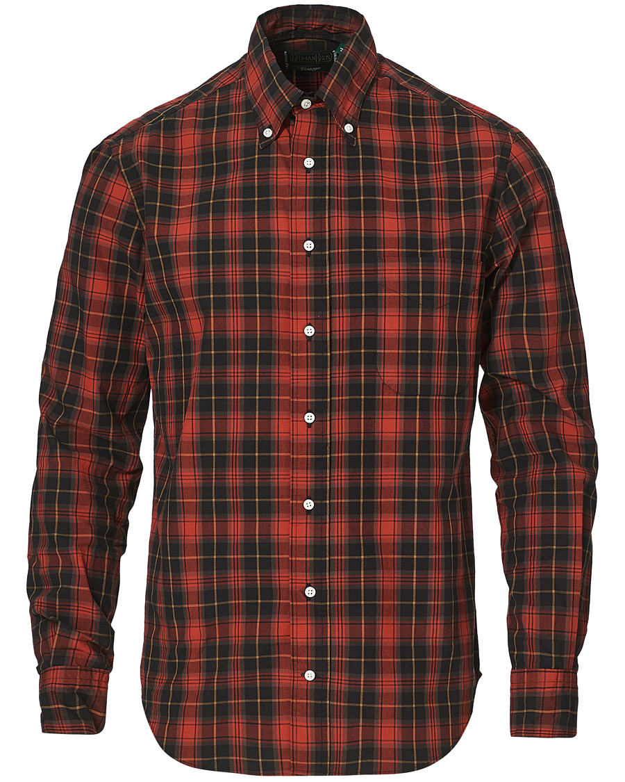 Herre | Skjorter | Gitman Vintage | Button Down Beefy Plaid Shirt Black/Red