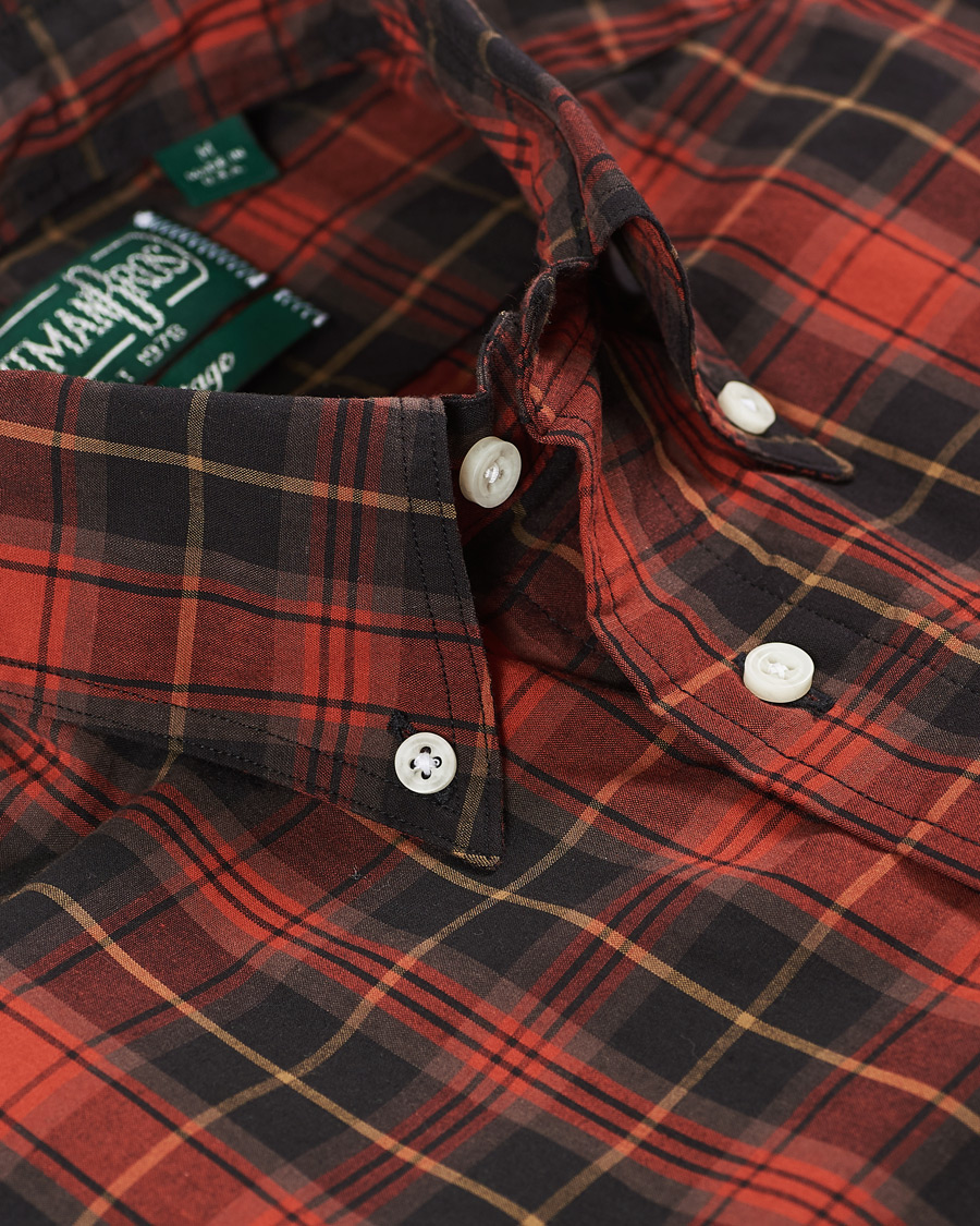 Herre | Skjorter | Gitman Vintage | Button Down Beefy Plaid Shirt Black/Red