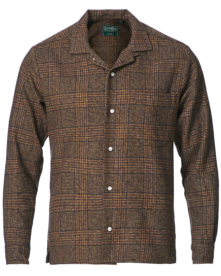 Herre | Skjorter | Gitman Vintage | Camp Collar Tweed Check Shirt Brown
