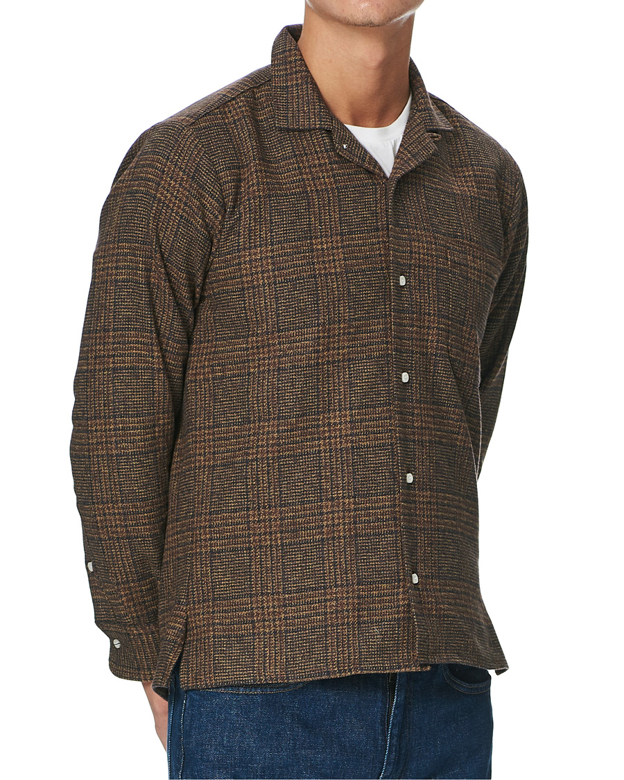 Herre | Skjorter | Gitman Vintage | Camp Collar Tweed Check Shirt Brown