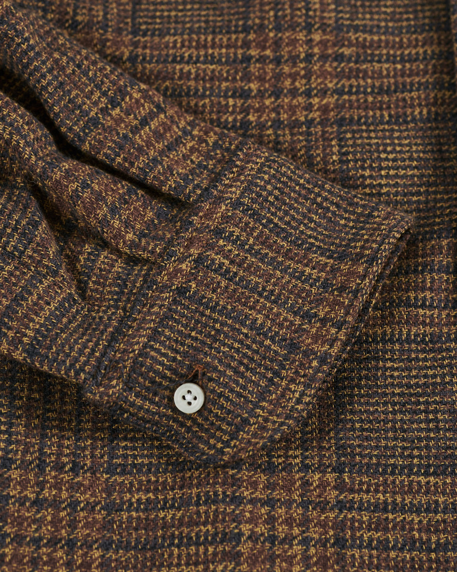 Herre | Skjorter | Gitman Vintage | Camp Collar Tweed Check Shirt Brown