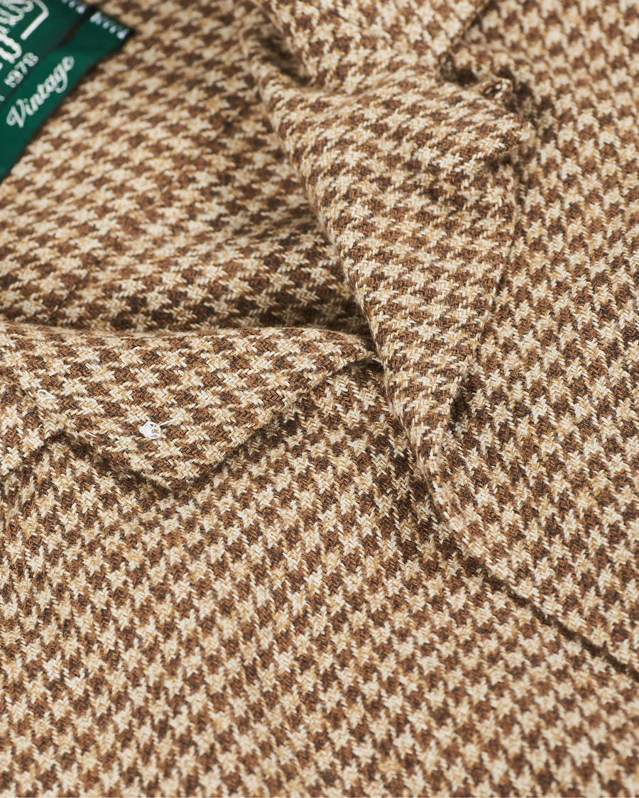 Herre | Skjorter | Gitman Vintage | Camp Collar Houndstooth Flannel Shirt Beige