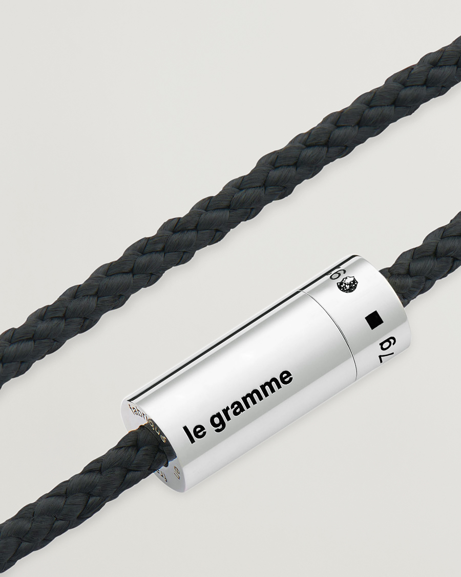 Herre | LE GRAMME Nato Cable Bracelet Black/Sterling Silver 7g | LE GRAMME | Nato Cable Bracelet Black/Sterling Silver 7g