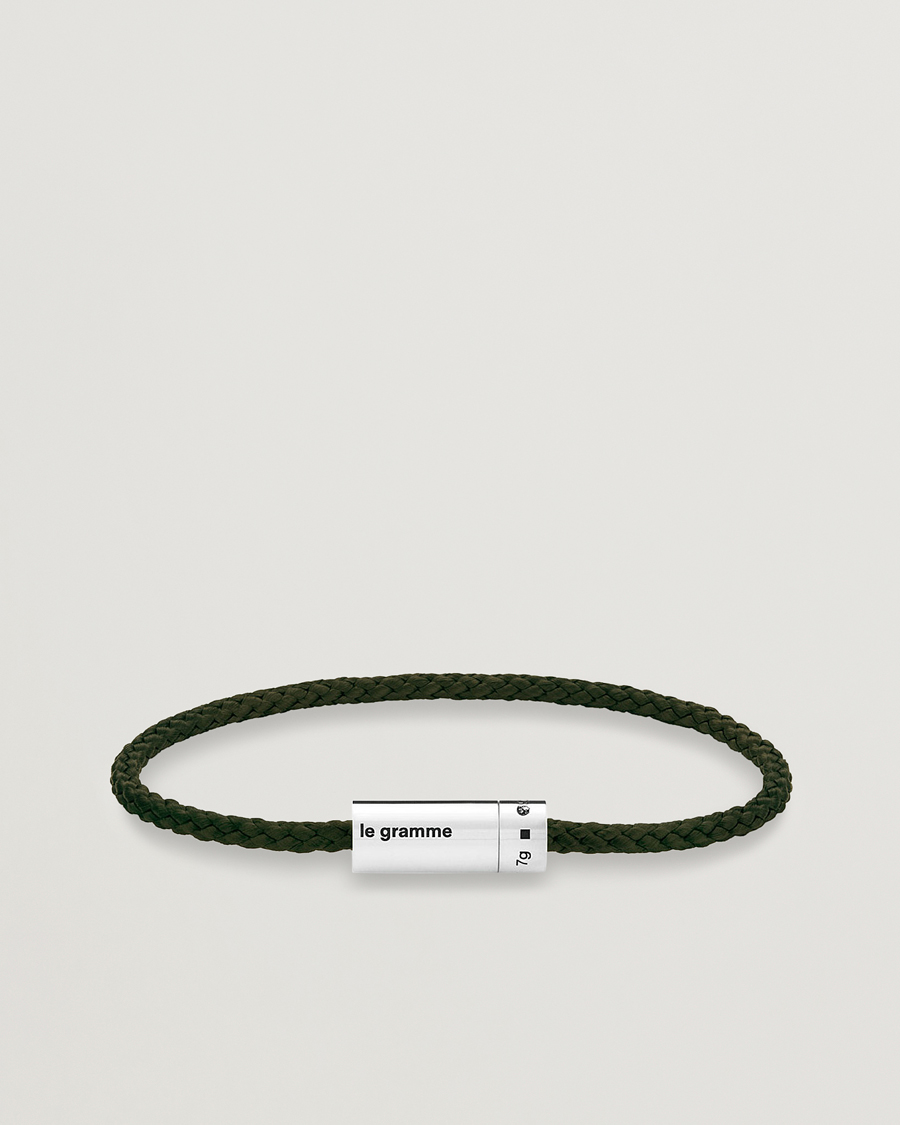 Herre | LE GRAMME | LE GRAMME | Nato Cable Bracelet Khaki/Sterling Silver 7g