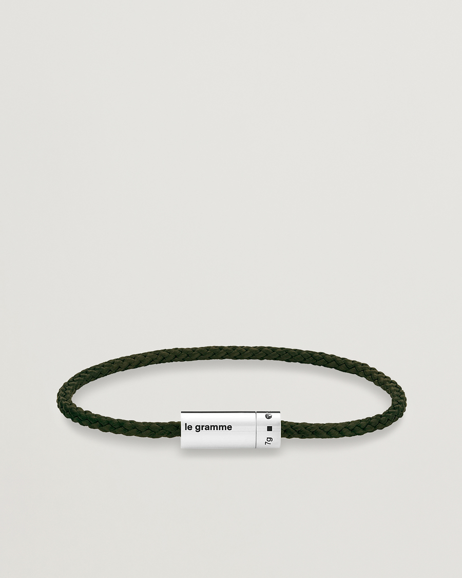 Herre | LE GRAMME Nato Cable Bracelet Khaki/Sterling Silver 7g | LE GRAMME | Nato Cable Bracelet Khaki/Sterling Silver 7g