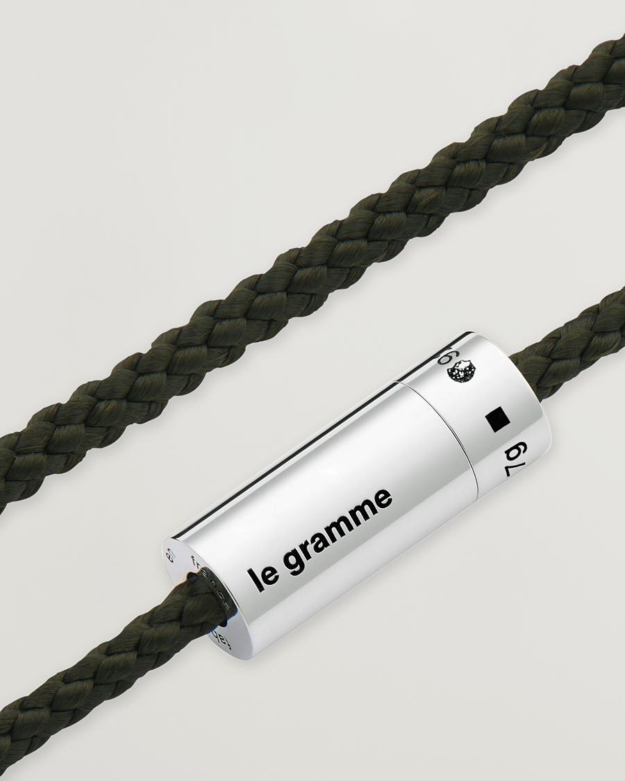 Herre | LE GRAMME Nato Cable Bracelet Khaki/Sterling Silver 7g | LE GRAMME | Nato Cable Bracelet Khaki/Sterling Silver 7g