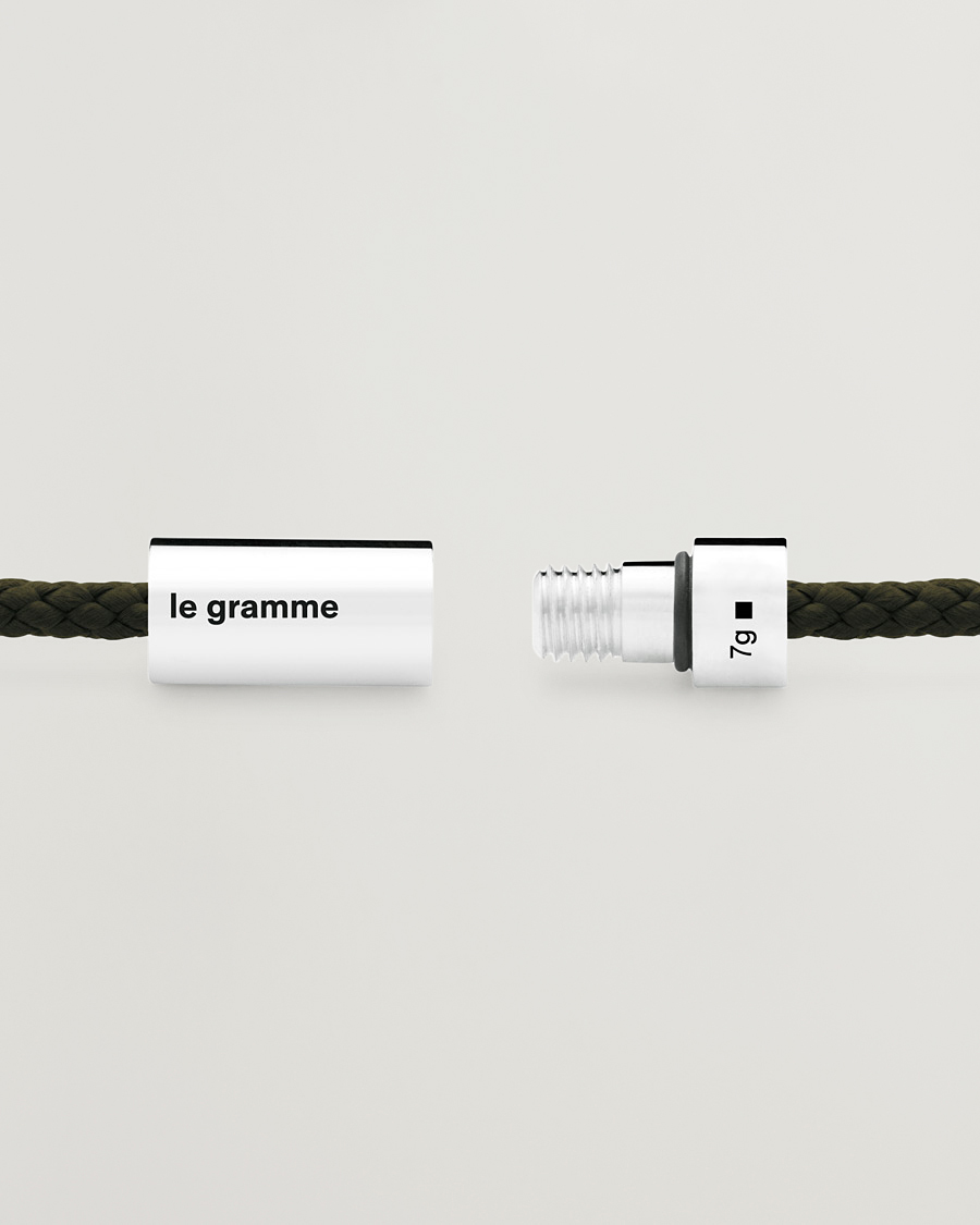 Herre | Smykker | LE GRAMME | Nato Cable Bracelet Khaki/Sterling Silver 7g