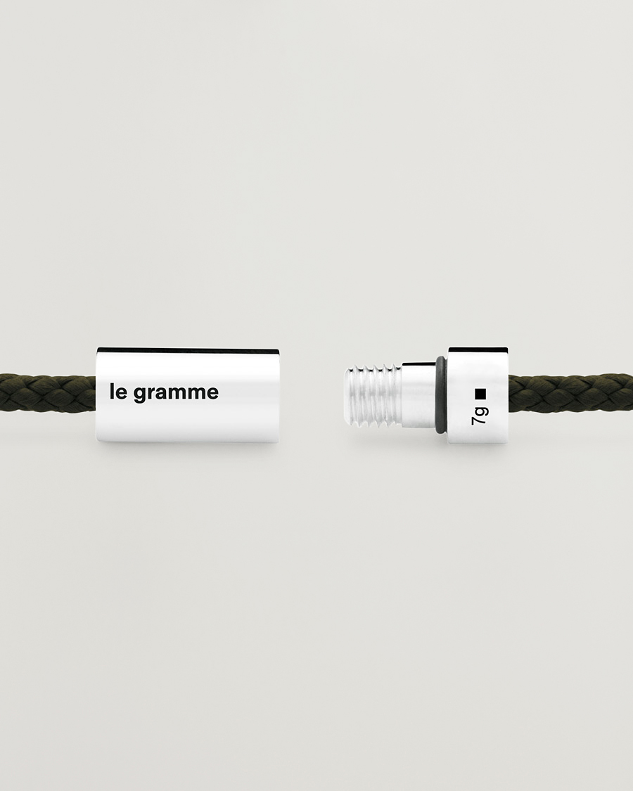 Herre | LE GRAMME Nato Cable Bracelet Khaki/Sterling Silver 7g | LE GRAMME | Nato Cable Bracelet Khaki/Sterling Silver 7g