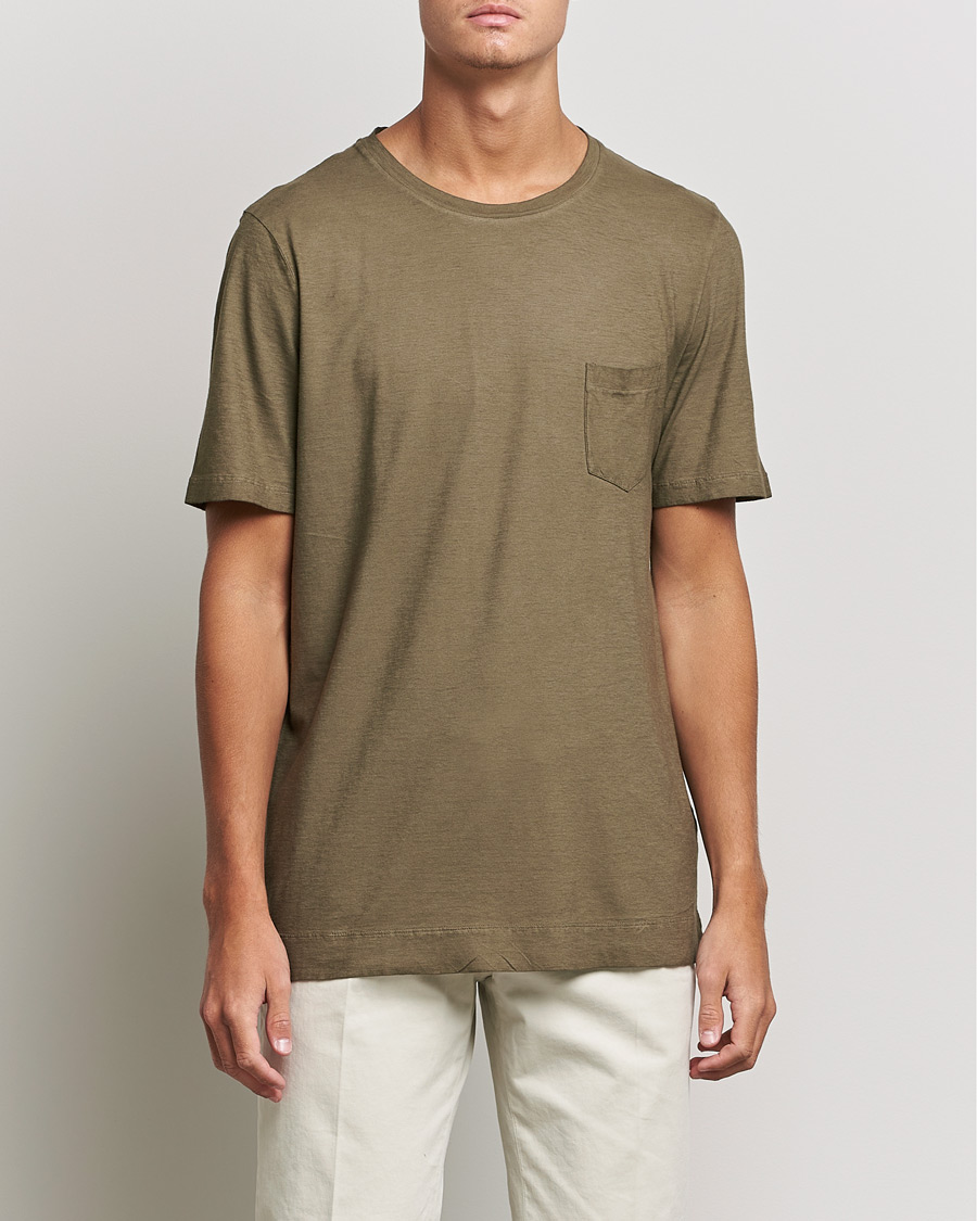 Herre | T-Shirts | Massimo Alba | Panarea Watercolor T-Shirt Military