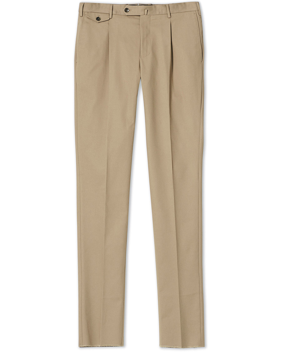 Herre | Bukser | PT01 | Gentleman Fit Pleated Cotton Trousers Beige