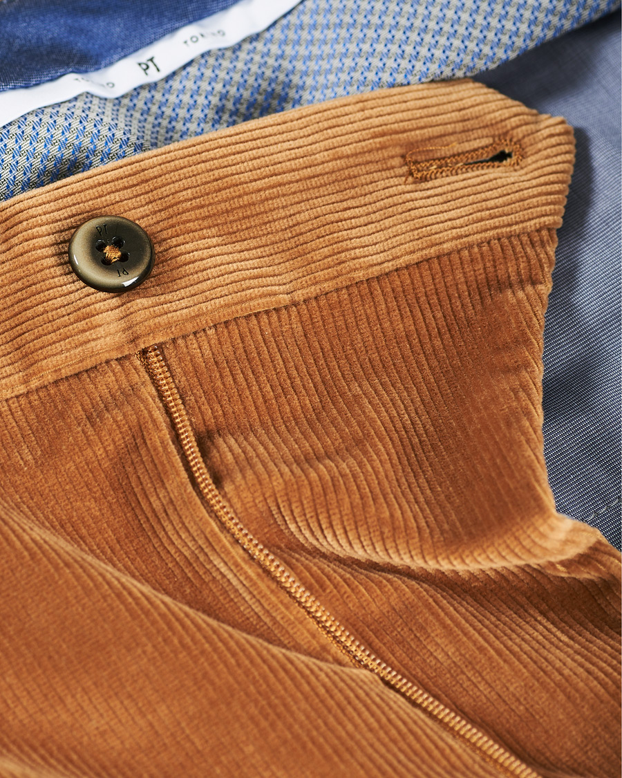 Herre | Bukser | PT01 | Gentleman Fit Pleated Corduroy Trousers Caramel