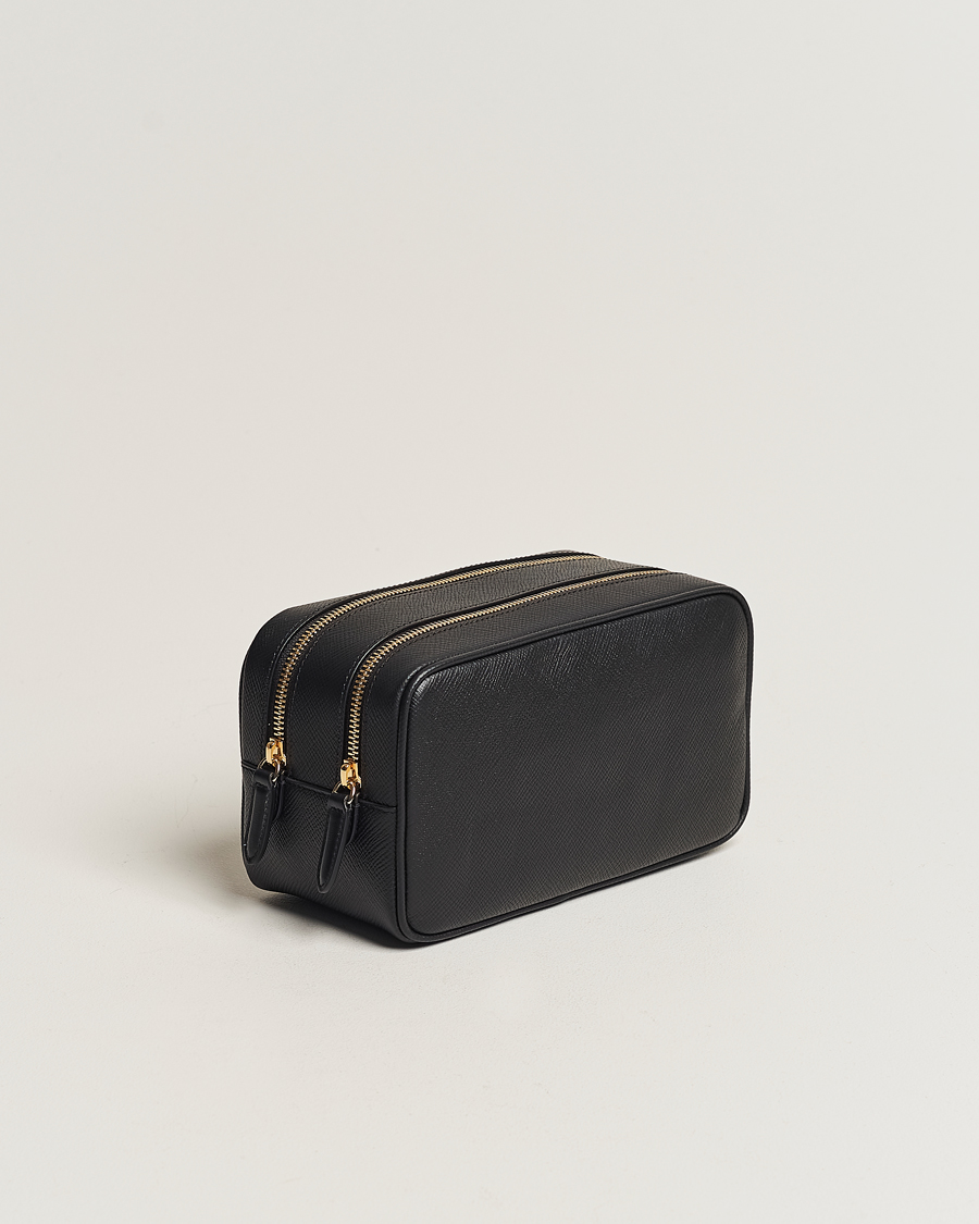 Herre | Assesoarer | Smythson | Panama Double Zip Washbag Black