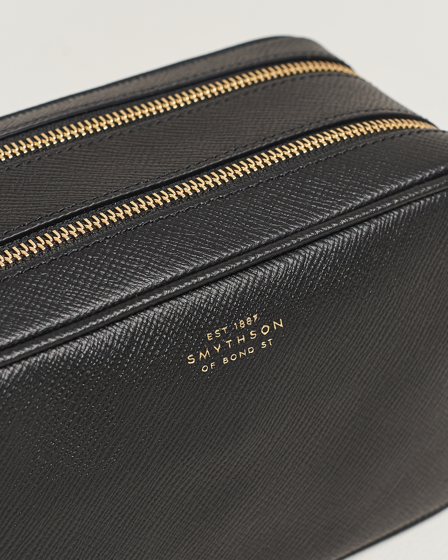Herre | Vesker | Smythson | Panama Double Zip Washbag Black