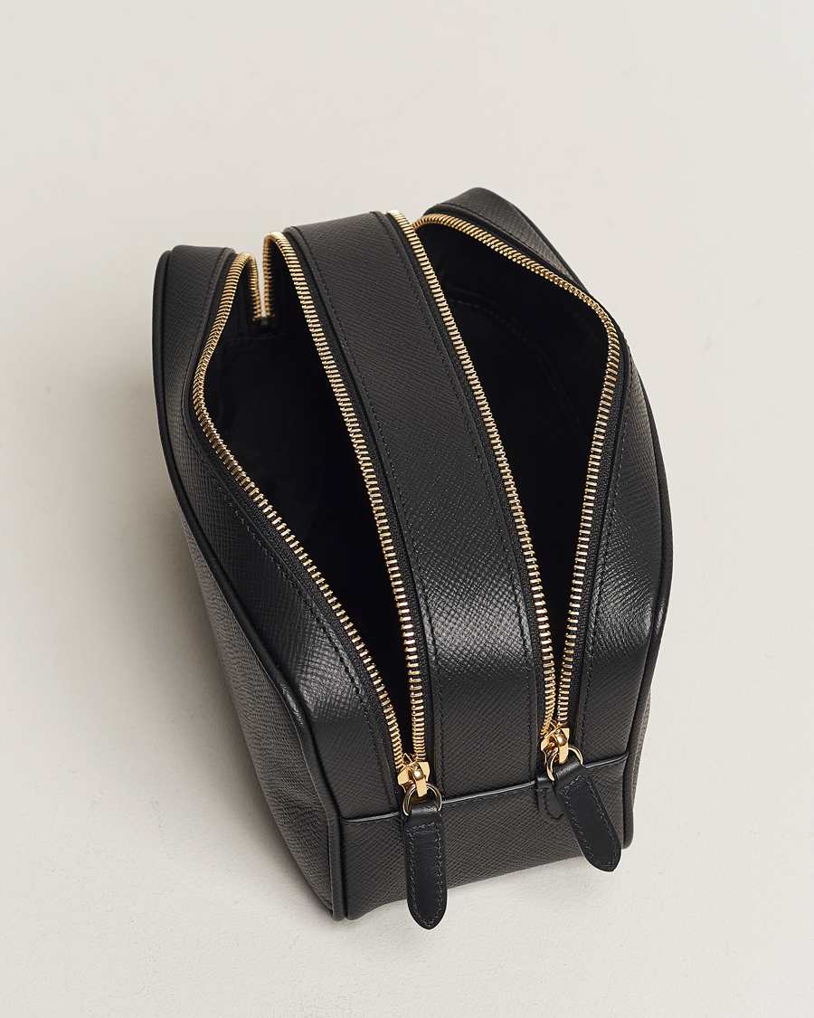 Herre | Vesker | Smythson | Panama Double Zip Washbag Black