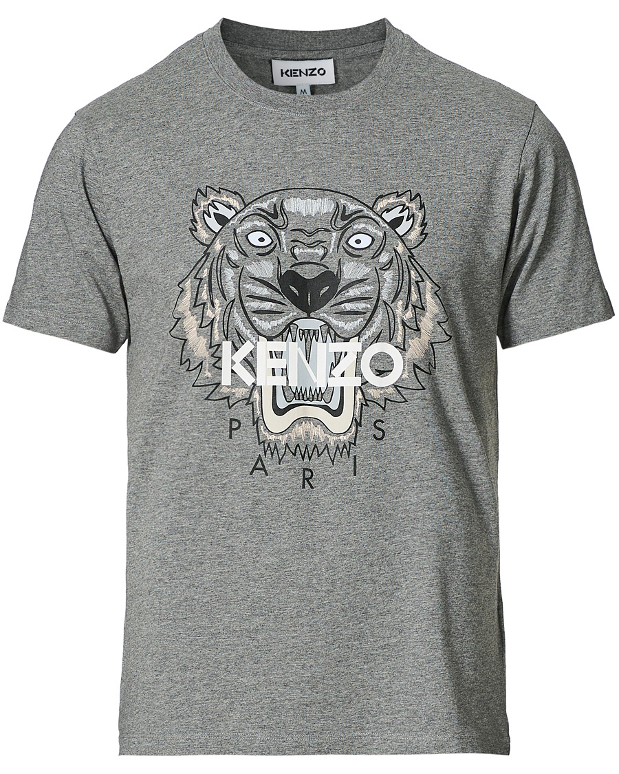 Herre | T-Shirts | KENZO | Icon Tiger Crew Neck Tee Light Grey