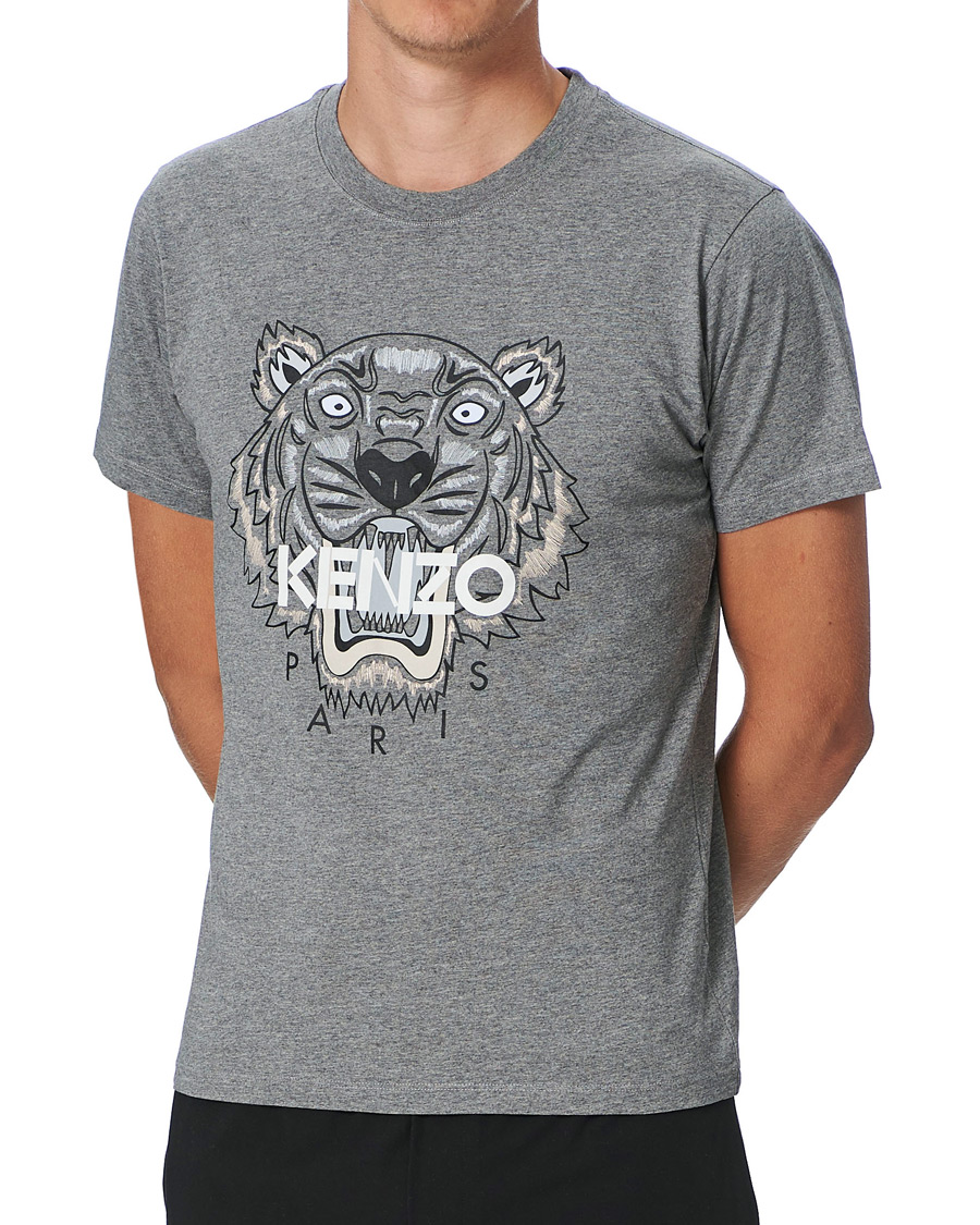 Herre | T-Shirts | KENZO | Icon Tiger Crew Neck Tee Light Grey
