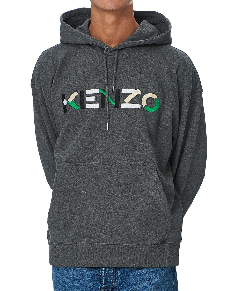 Herre | Gensere | KENZO | Logo Multicolor Oversize Hoodie Grey Heather